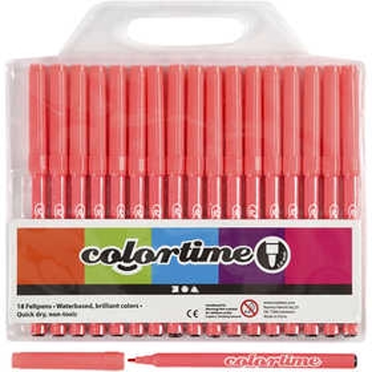 Colortime stift, lijndikte: 2 mm, roze, 18stuks [HOB-373539]